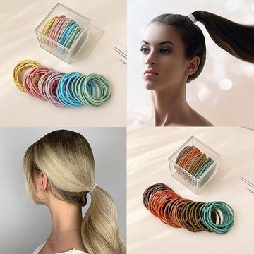 50/100 Pcs/Bag Women Girls Colors Soft 5 cm Scrunchies Elastic Hair Band Lady Lovely Solid Rubber Bands Female Hair Accessories daiiibabyyy